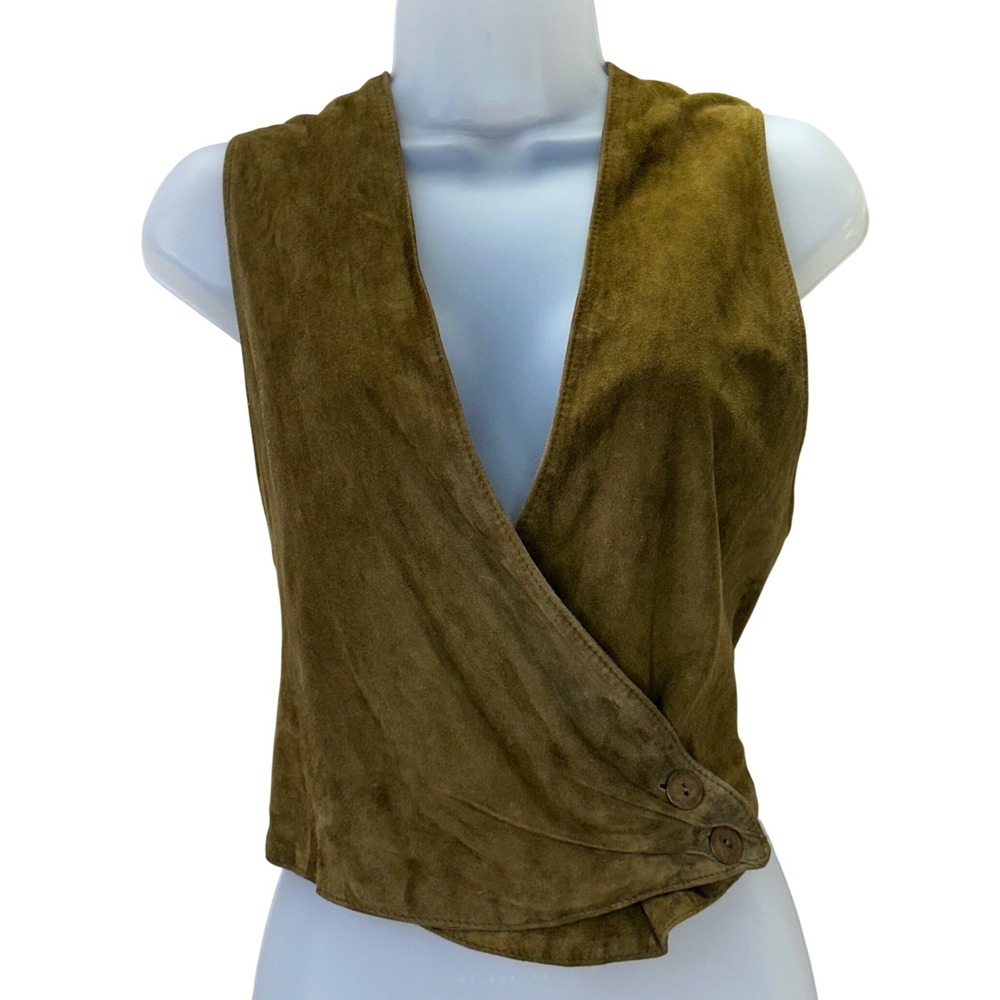 Women’s Olive Suede Wrap Vest